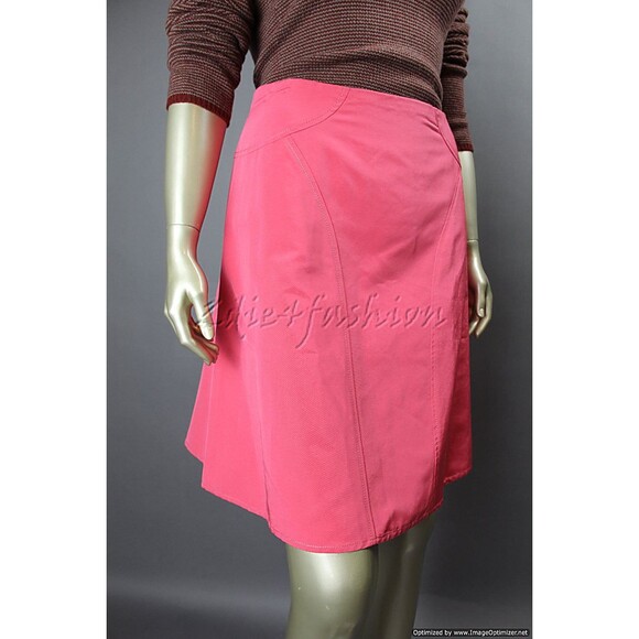 $1590 NWT CAROLINA HERRERA Pink Stitch Panel A-Line Cotton Silk Skirt 14 - Picture 5 of 7